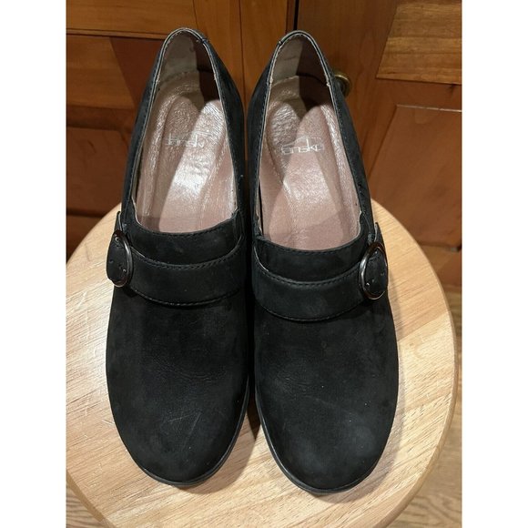 Dansko Black Clio Nubuck Suede Wedge Clogs  7.5-8  38 - Picture 5 of 12